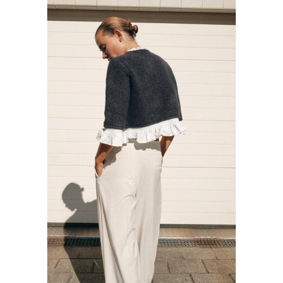 ZARA CONTRAST POPLIN CARDIGAN - Picture 4 of 9